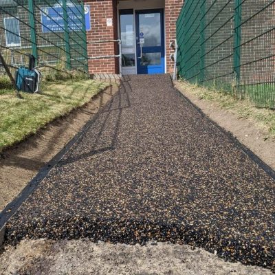 During Installation of Soft Gravel Path