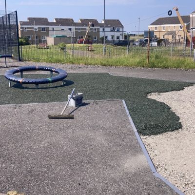 Rubber Mulch Installation In Progress